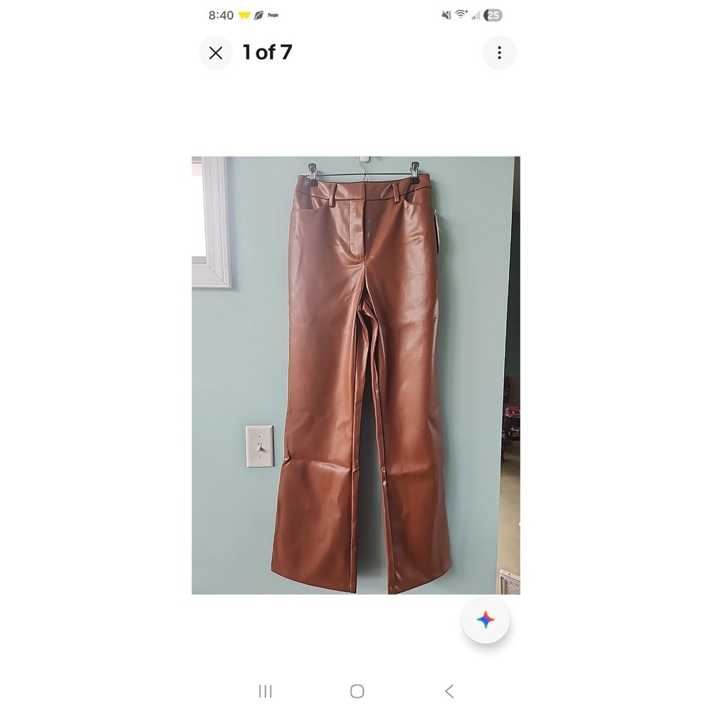 Scoop Womens Faux Leather High Waisted Relaxed Fit Pant Sorrel‎ Horse Sz 6 NWT